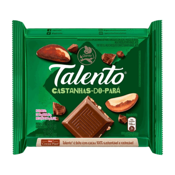 Chocolate Em Barra Talento Castanha Do Pará Garoto 85g